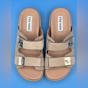 Steve Madden Big Schmona Tan SuedeSlide Sandals